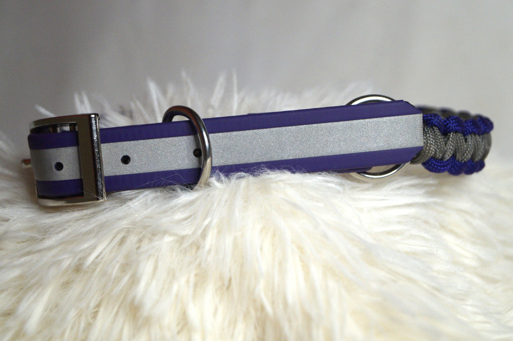 Collier Chien Réfléchissant Biothane - Sécurité Nocturne Imperméable Fait Main