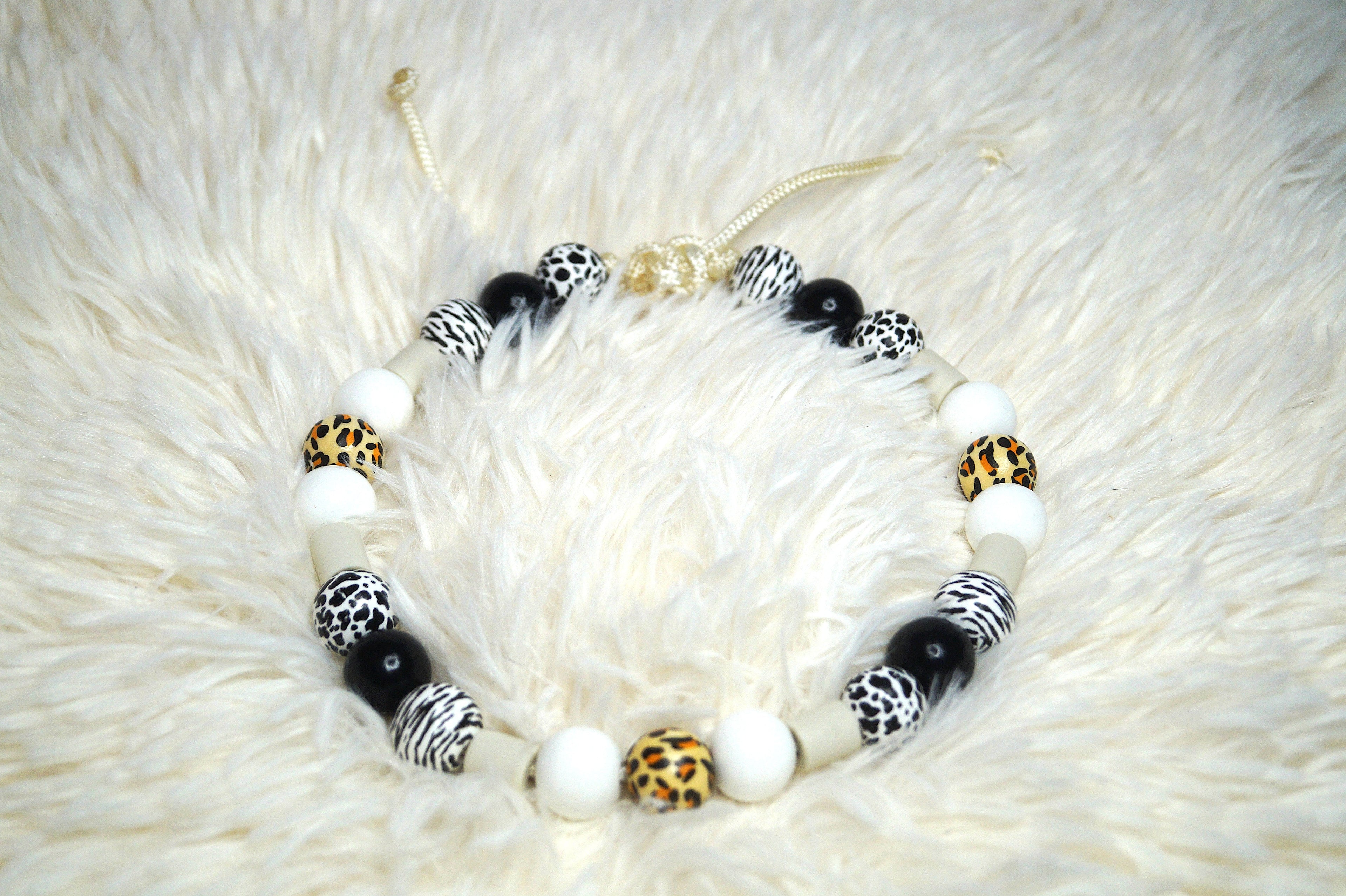 Collier Antiparasitaire Léopard Chien Perles EM - Motif Tendance Fait Main