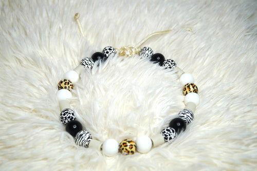 Collier Chien Antiparasitaire Motif Léopard Perles EM - Tendance et Naturel Fait Main