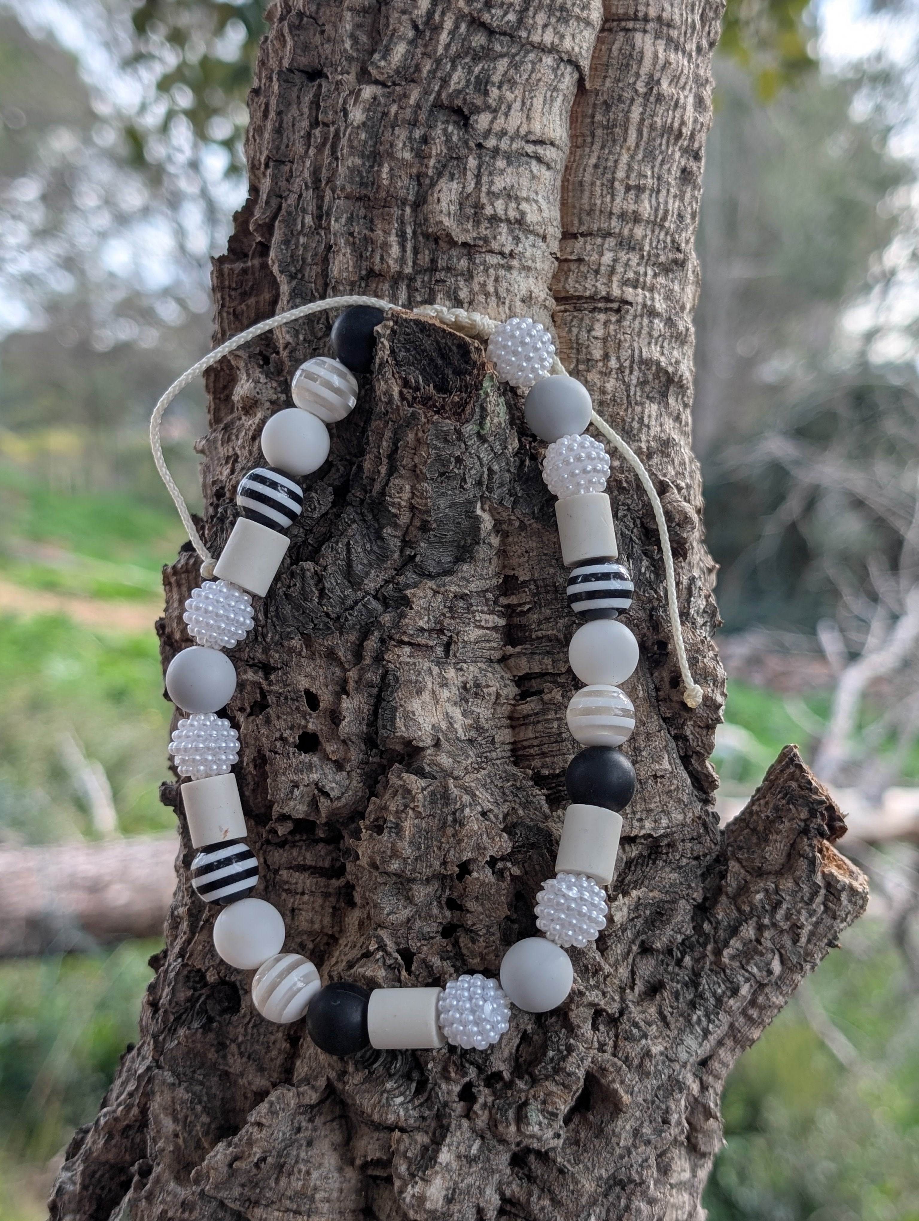 Collier Chien Antiparasitaire Perles EM Ajustable - Protection Naturelle Fait Main