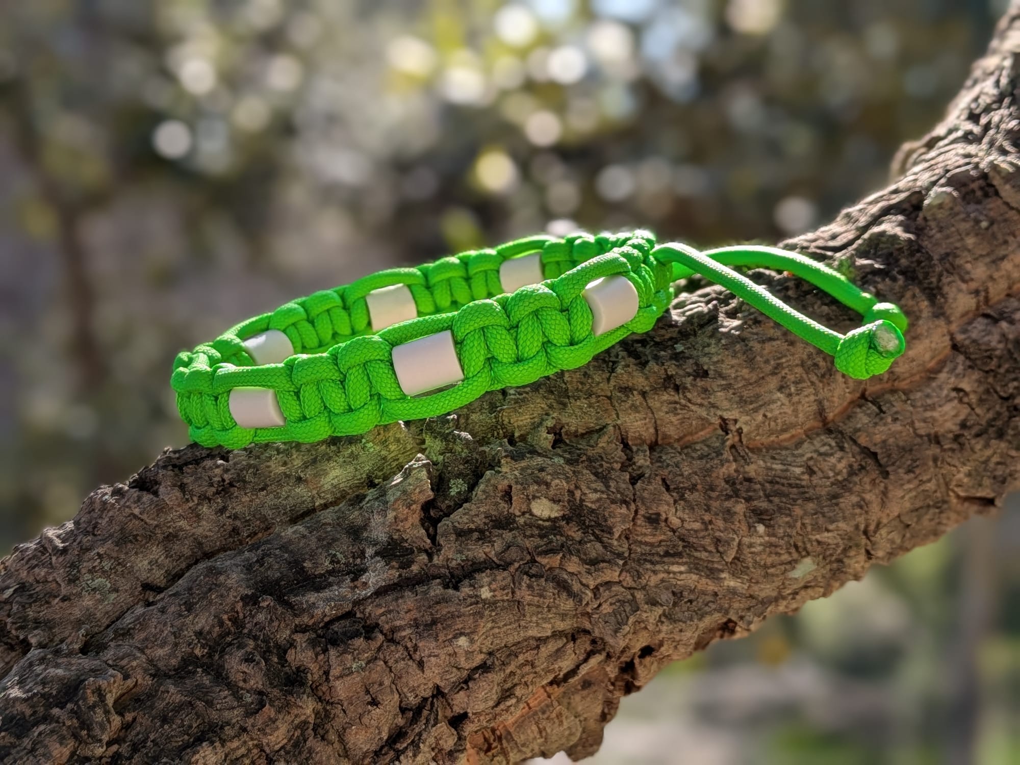 Collier Vert Vif pour Chien – Paracorde Tressé & Grosses Perles EM Antiparasitaires