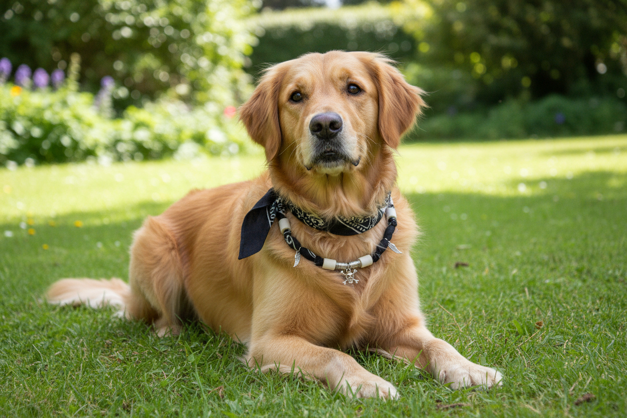 Golden avec collier léopard perles EM