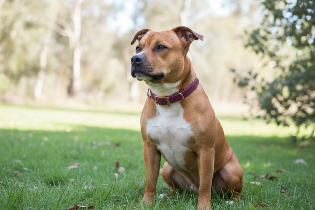 Staffy avec collier biothane classique