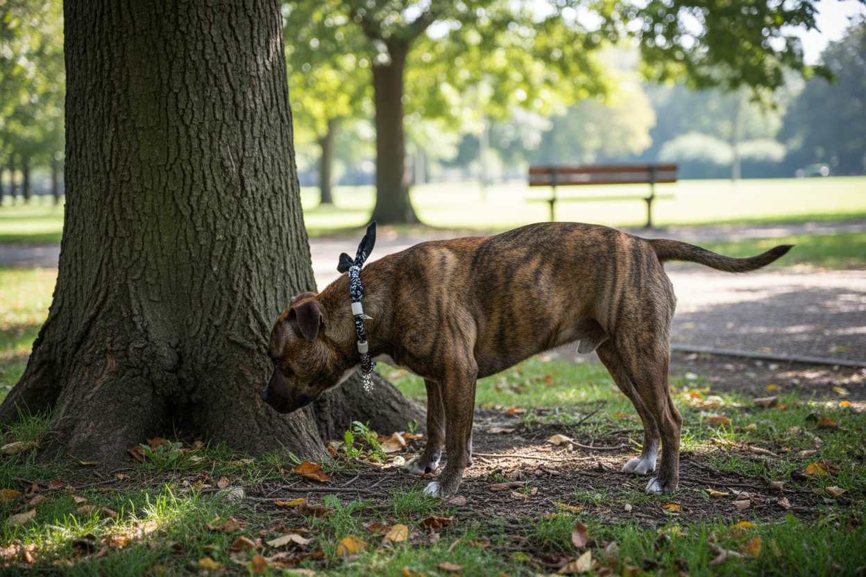 Staffy avec collier léopard perles EM